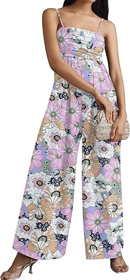 Women's Backless Waist Trimming Wide-leg Jumpsuit