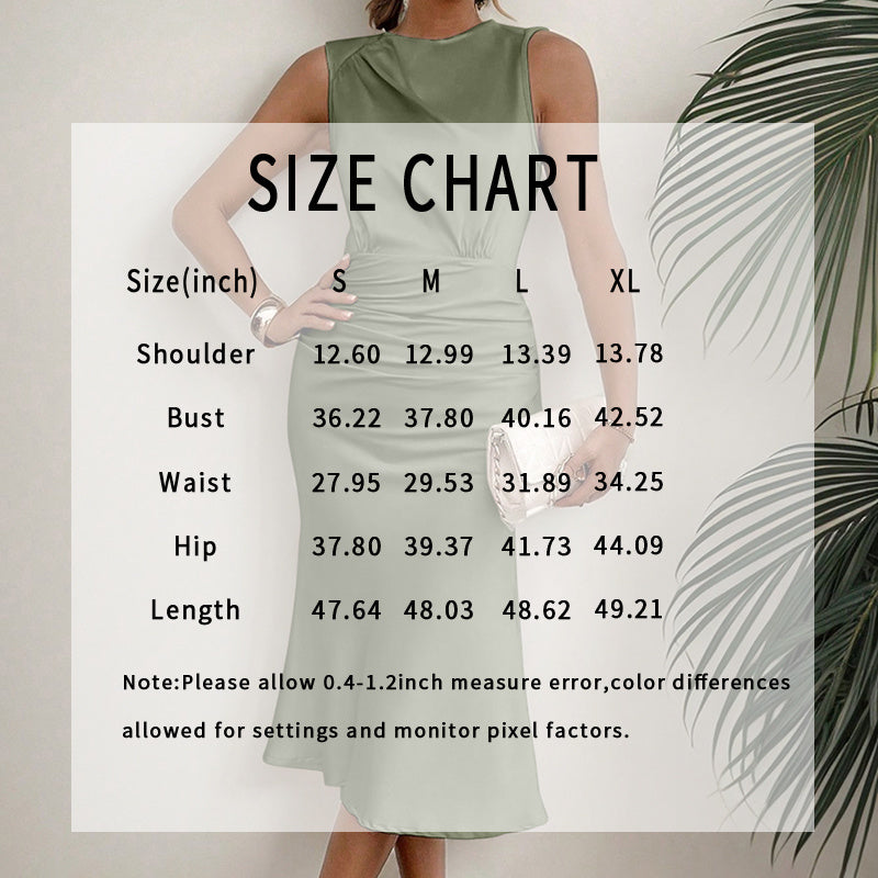Women's Summer Sleeveless Tank Dress Crew Neck Slim Fit Ruched Bodycon Dress Casual Party Club Dress