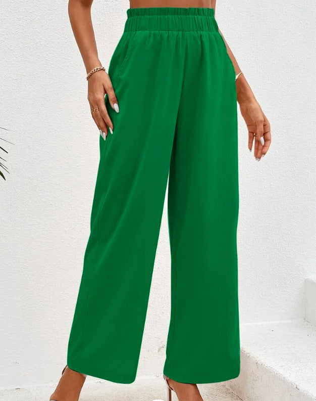 Women's Loose Cotton And Linen High Waist Wide Leg Trousers