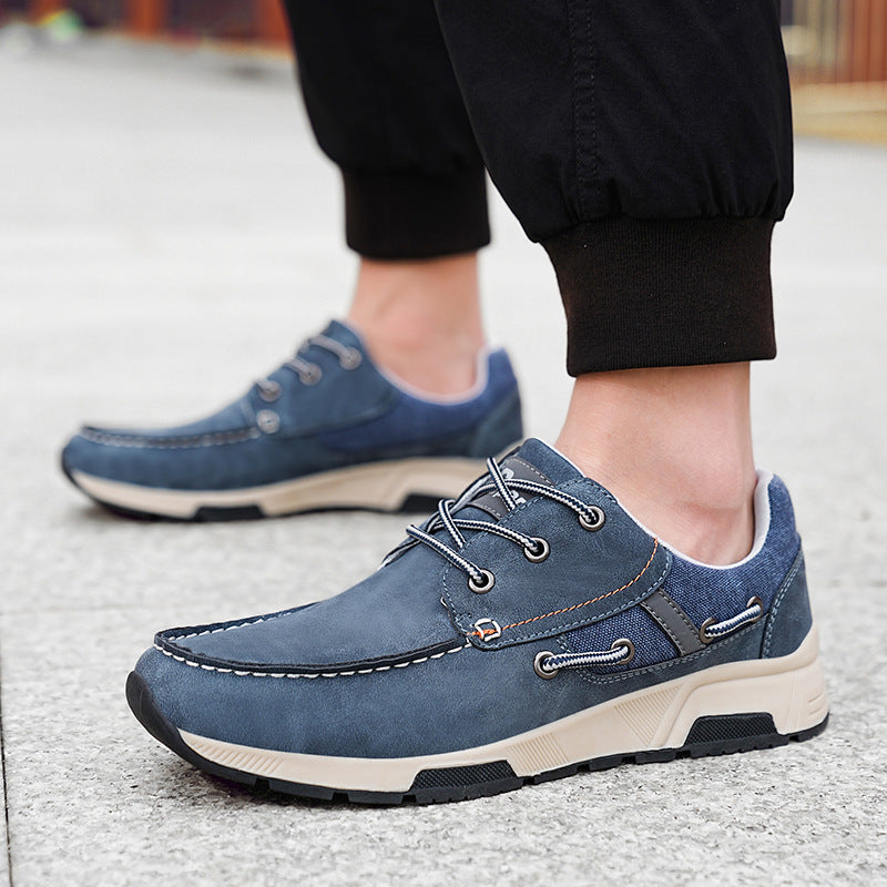 Leather Breathable Sneaker Men's Plus Size Casual Commuter Shoes