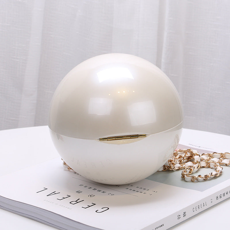 Ladies Pearl Decoration Round Bag
