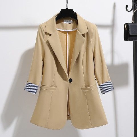 Slim Drape Thin Three-quarter Sleeve Suit Top