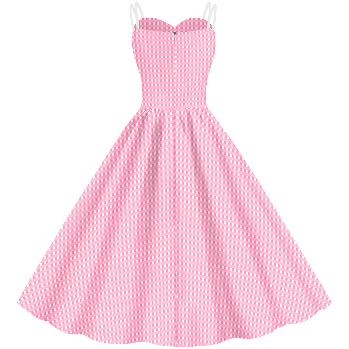 Women's Barbie Digital Print Pink Plaid Dress