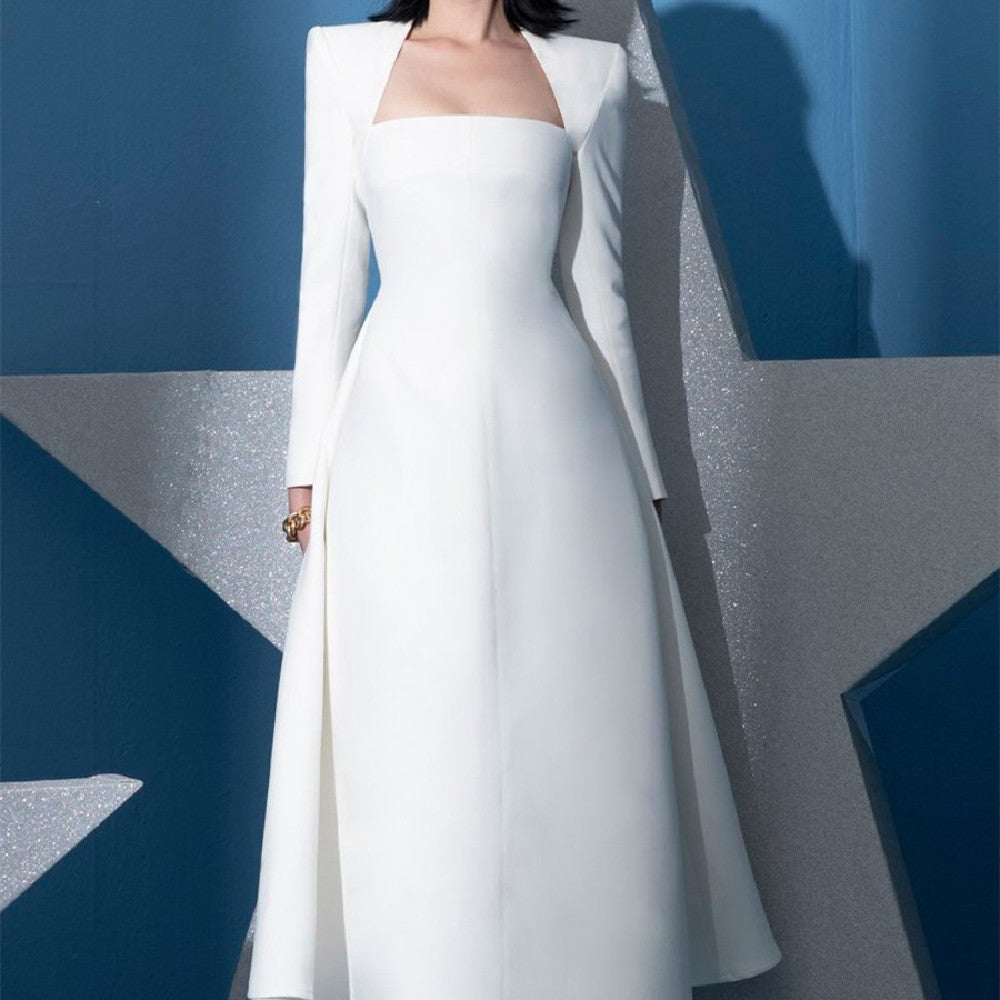 Robe rouge à manches longues pour femme