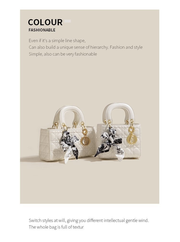 Denim Handbag Women's New-style Fashion Shoulder Niche Texture Rhombus Crossbody Bag