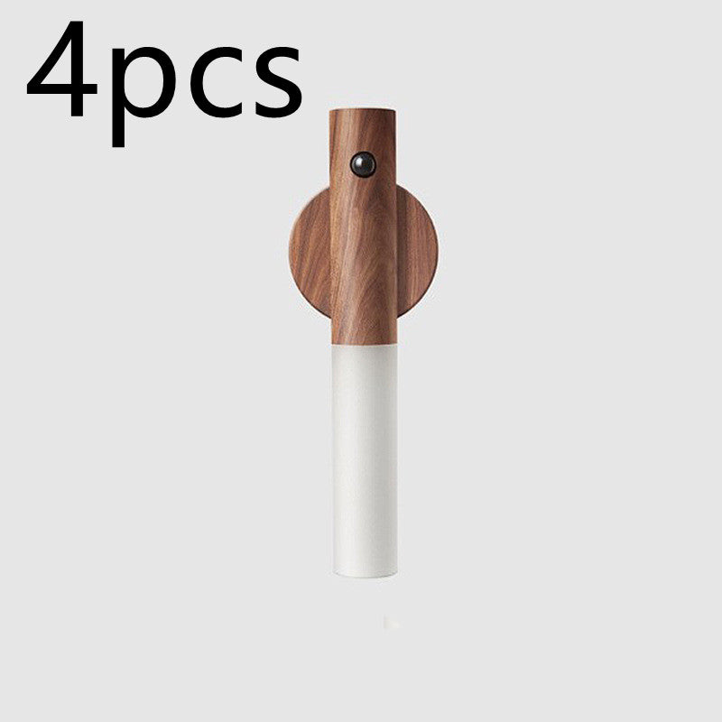 Auto LED USB Magnetic Wood Wireless Night Light with Motion Sensor for Wall & Cabinet