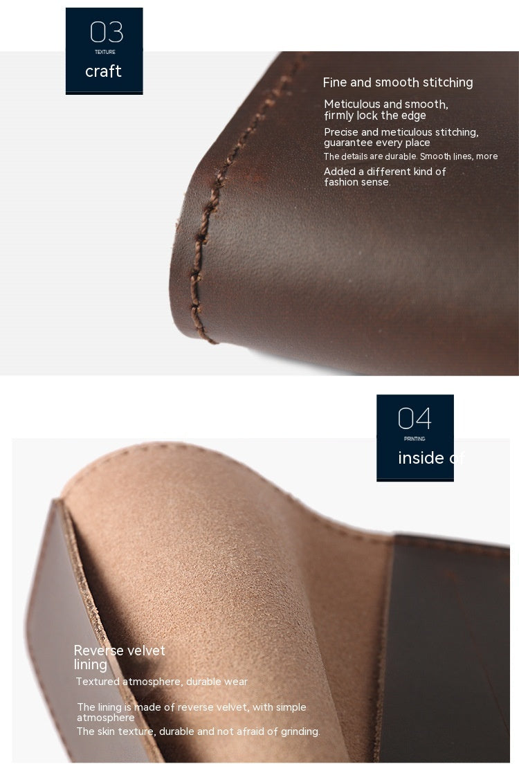 Genuine Leather Passport Holder Vertical Cowhide Handmade
