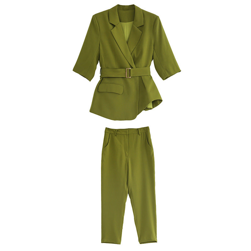 Two-piece Suit With Waistband Design And Waist Slimming