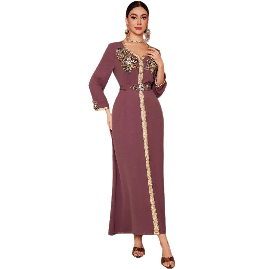 Robe musulmane élégante et brodée, style moderne, pour femmes musulmanes du Moyen-Orient
