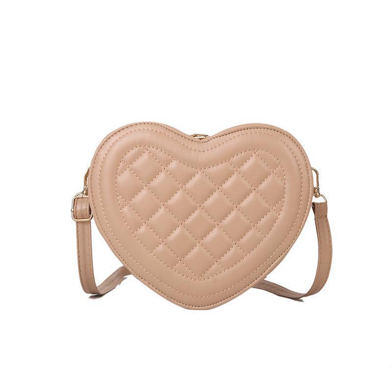 Women's Fashion Solid Color Rhombus Love-shaped Shoulder Crossbody Bag