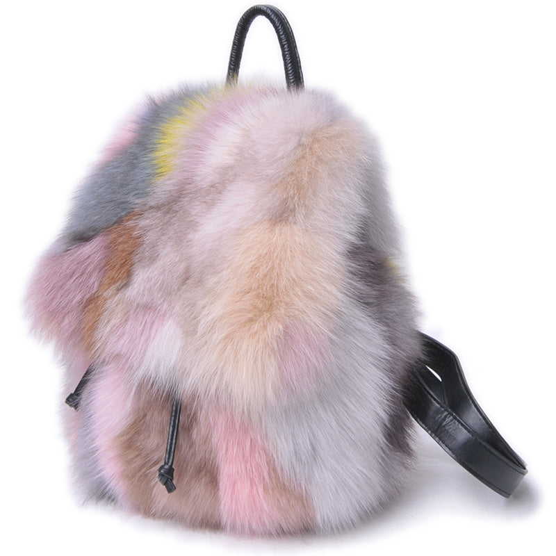Sacs à main tendance et décontractés en fourrure, sac à dos en fourrure de renard véritable.
