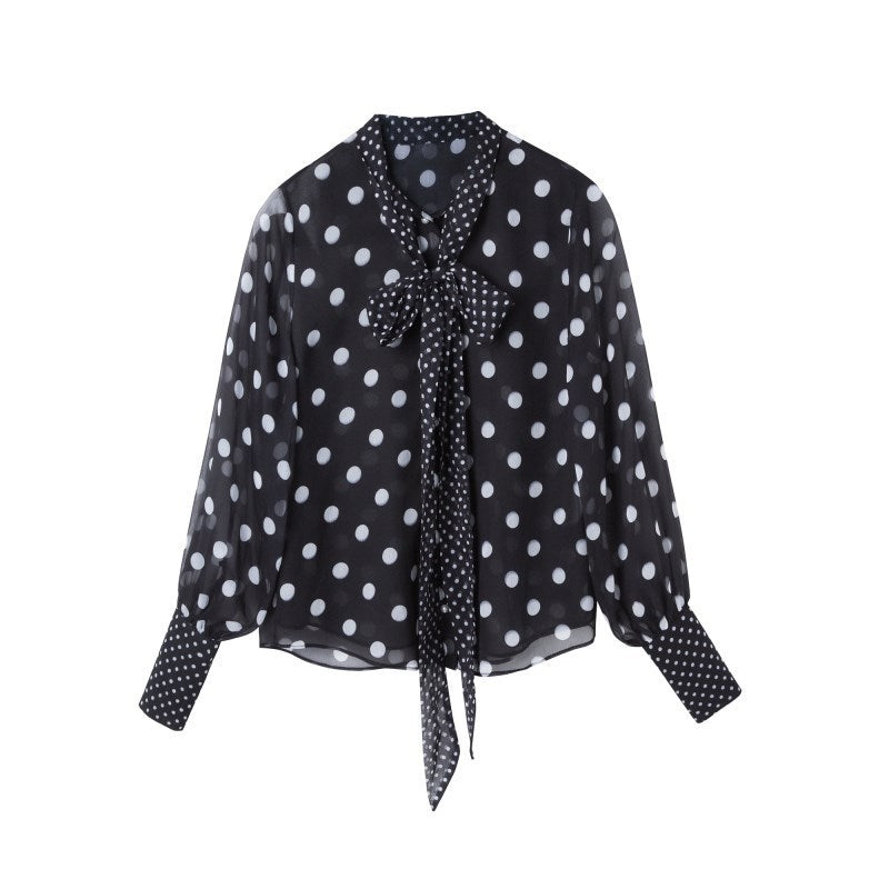 Lantern Sleeve Foreign Air Polka Dot Top