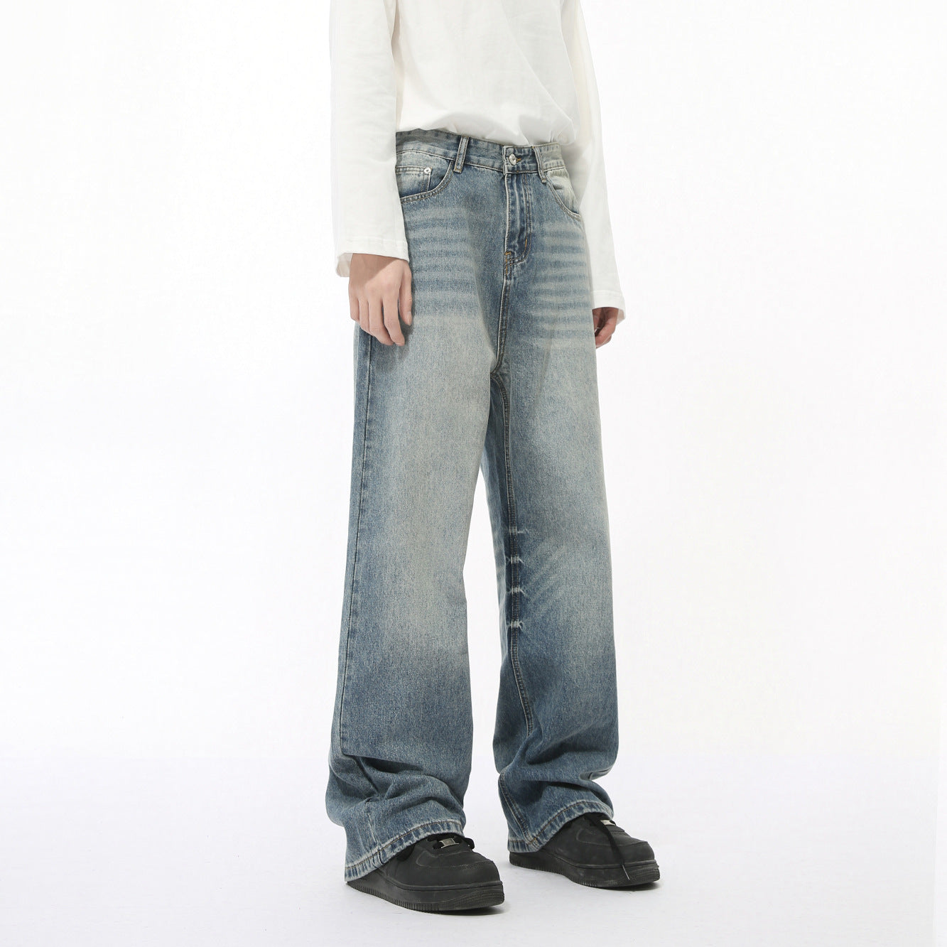 Men's Loose Straight Washed Jeans