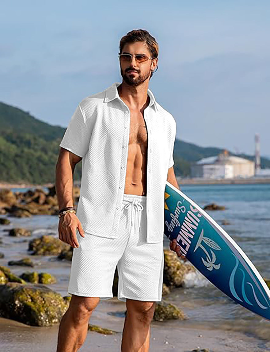 Knitwear Sports Casual Short Sleeve And Shorts Suit