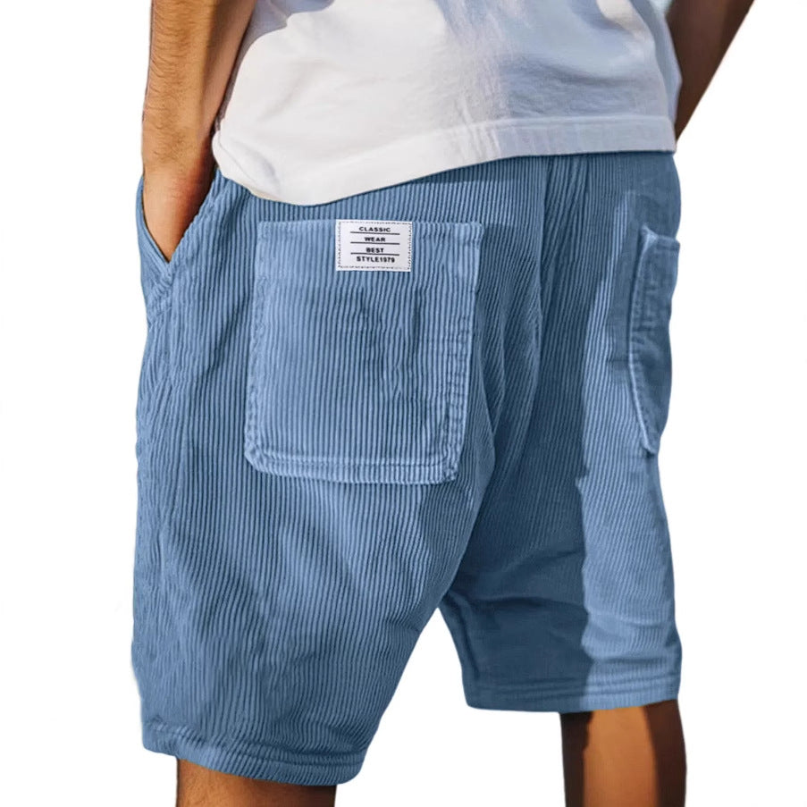 Men's Multi-pocket Embroidery Mark Corduroy Shorts