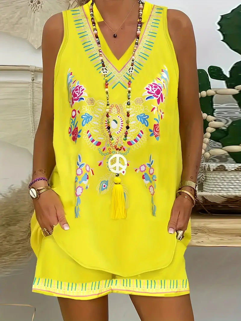 Women's Casual And Comfortable Sleeveless Two-piece Set