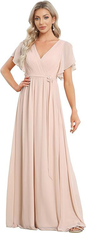 Classy High Waist Slimming Solid Color Bridesmaid Dress