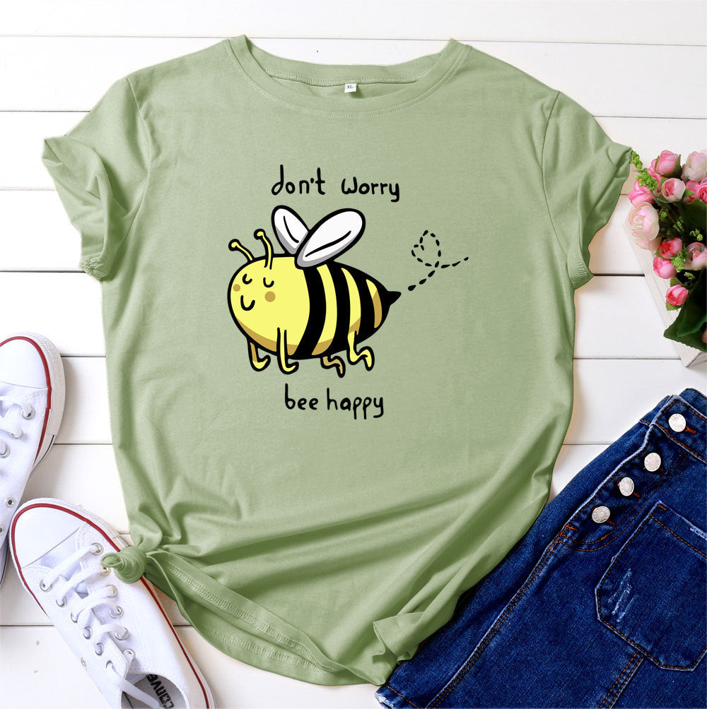Cute Little Bee Cartoon Women's Clothing Large Size Printing