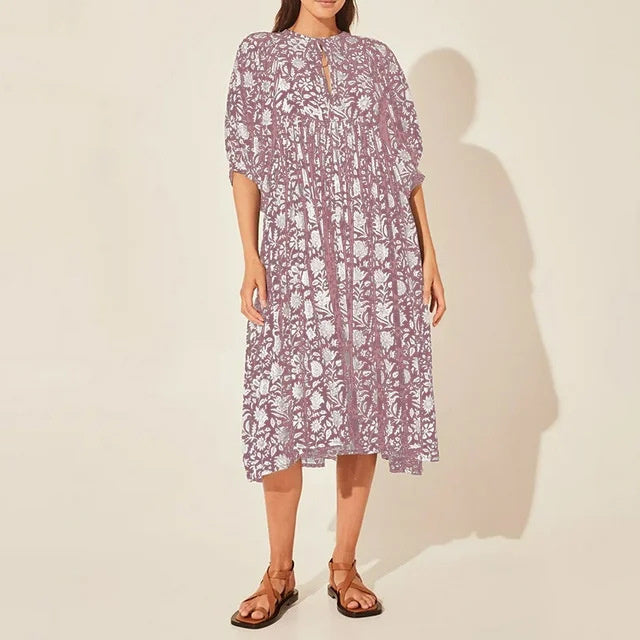 New Floral Fashion Women's Loose Plus Size Casual Half Sleeve Dress