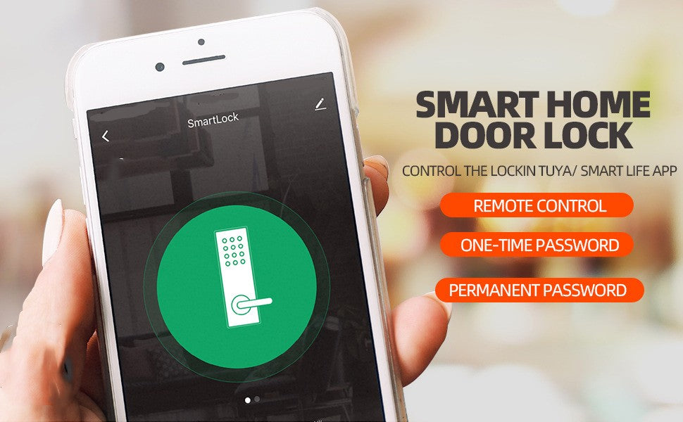 Smart Door Lock Gateway with Fingerprint & Password, Black, 135x68x69mm