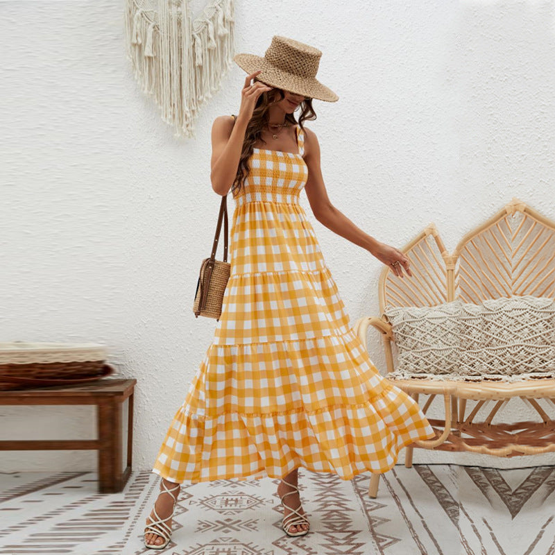 Waist-controlled Large Hem Bohemian Dress
