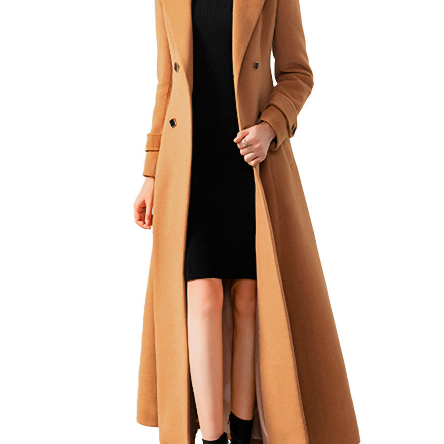 High Sense 100-Faced Woolen Coat Double Breasted Suit Collar