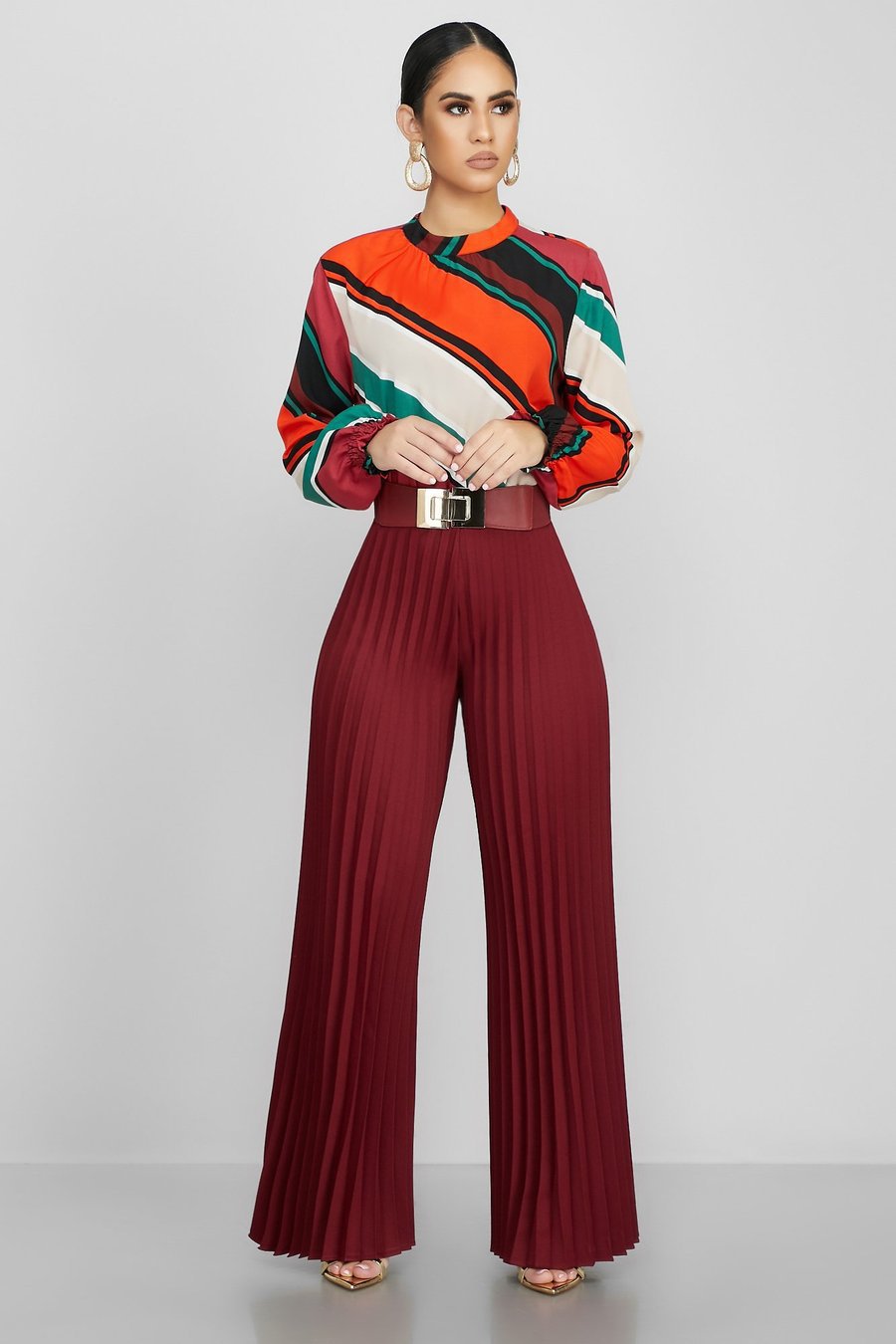 Pantalon plissé à jambes larges pour femme, tendance et décontracté