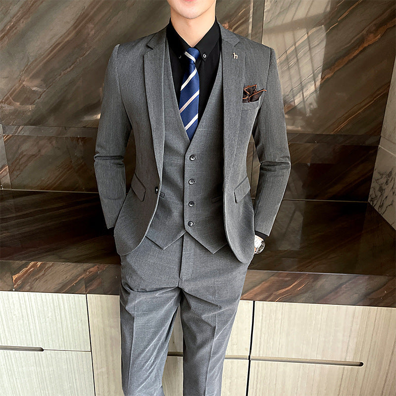 Slim Fit British Style Casual Suit, Male Business Formal Wear
