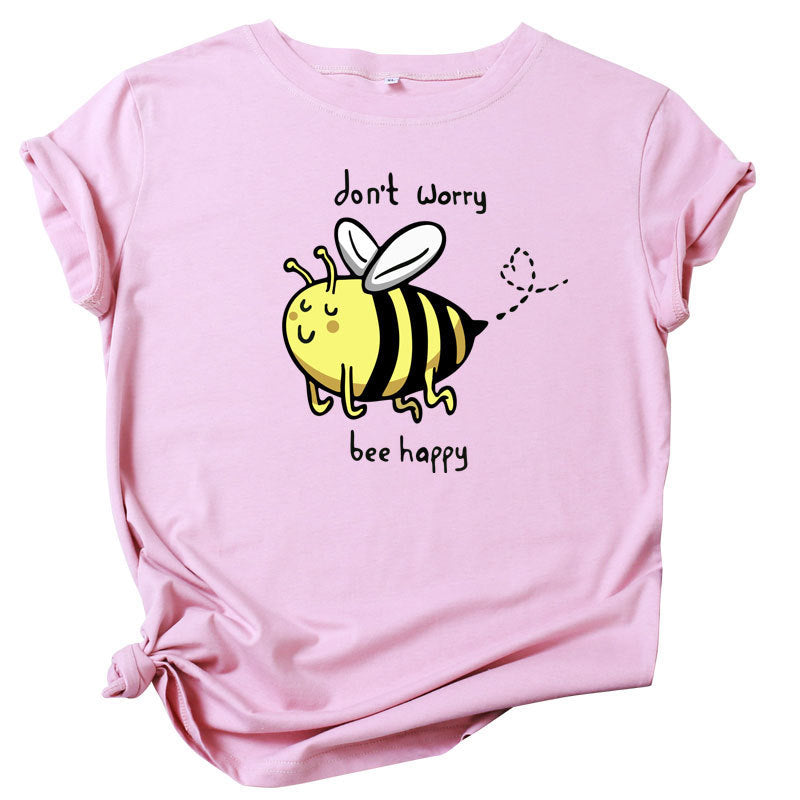 Cute Little Bee Cartoon Women's Clothing Large Size Printing