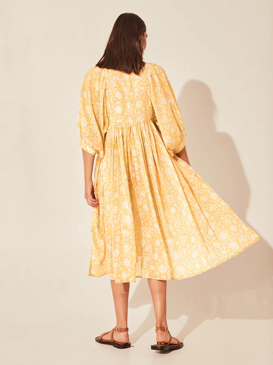 New Floral Fashion Women's Loose Plus Size Casual Half Sleeve Dress
