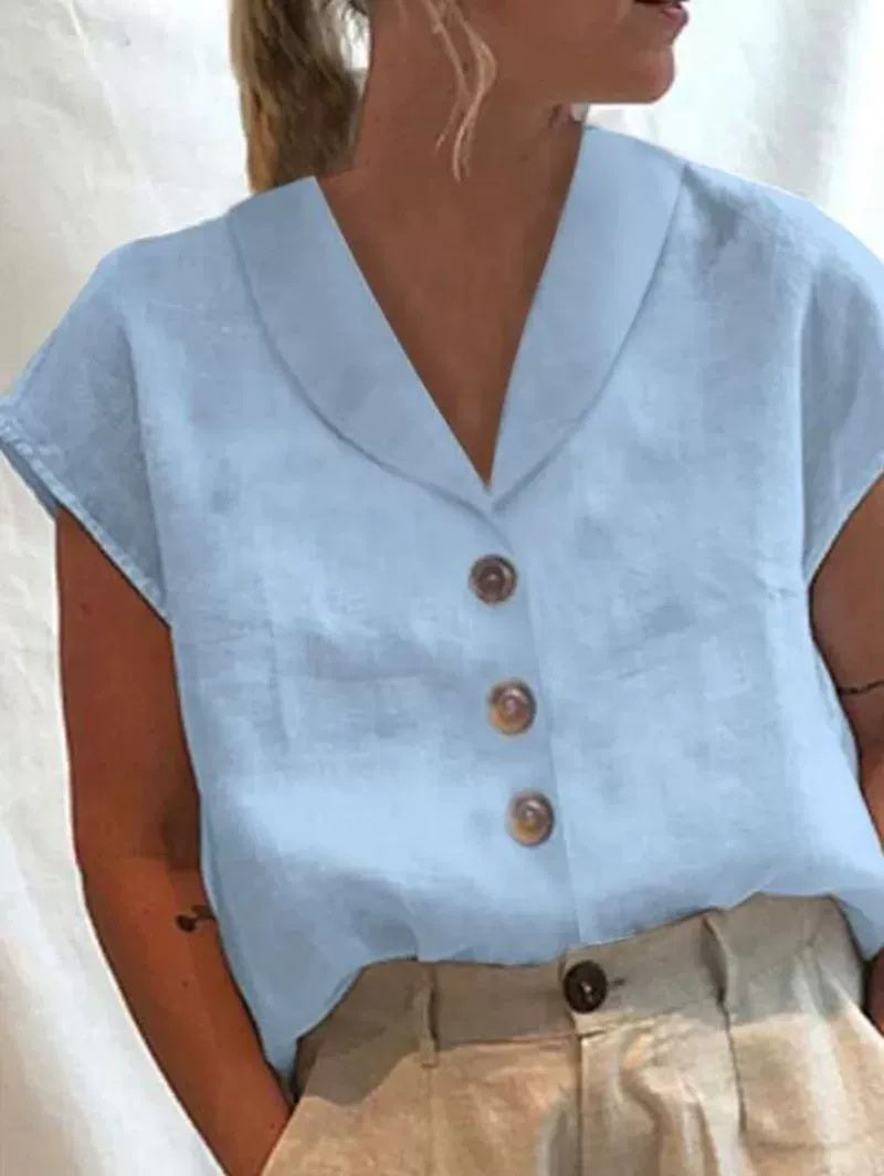 European And American Ladies Fashion Cotton And Linen Top