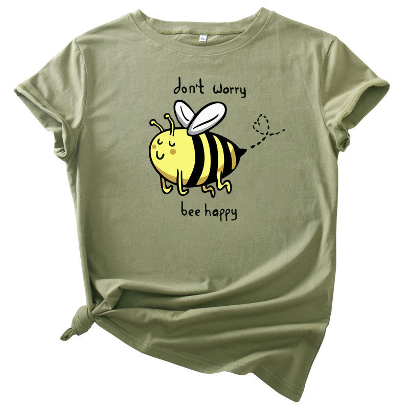 Cute Little Bee Cartoon Women's Clothing Large Size Printing
