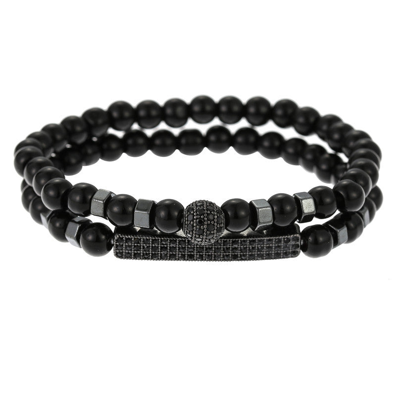 Retro Simple Black Frosted Bracelet Set