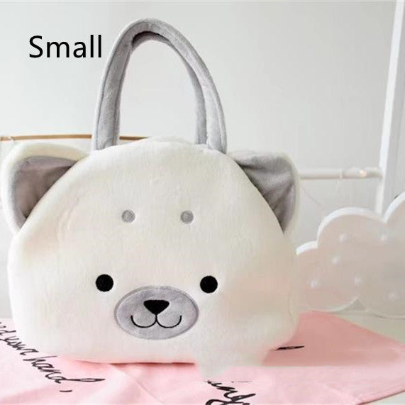 Cartoon Three-color Akita Shiba Inu Plush Hand Bag