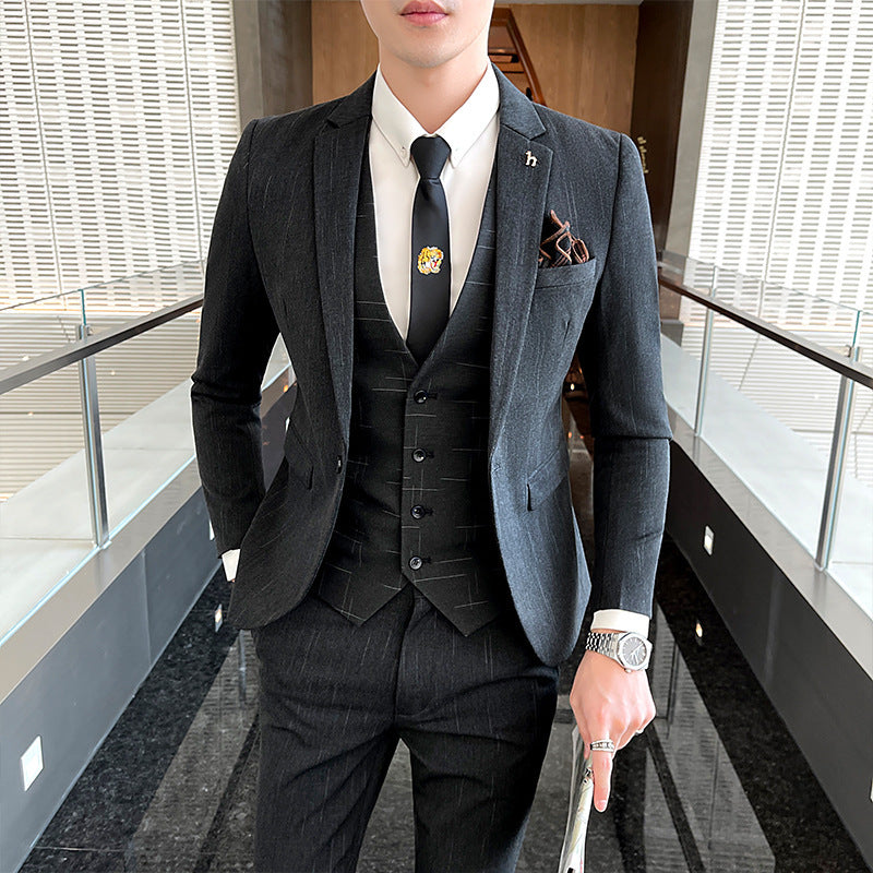 Slim Fit British Style Casual Suit, Male Business Formal Wear