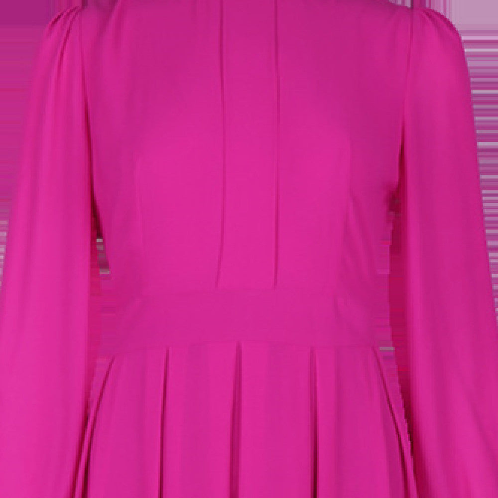 Elegant Women's Rose Long-sleeved French Chiffon Dress