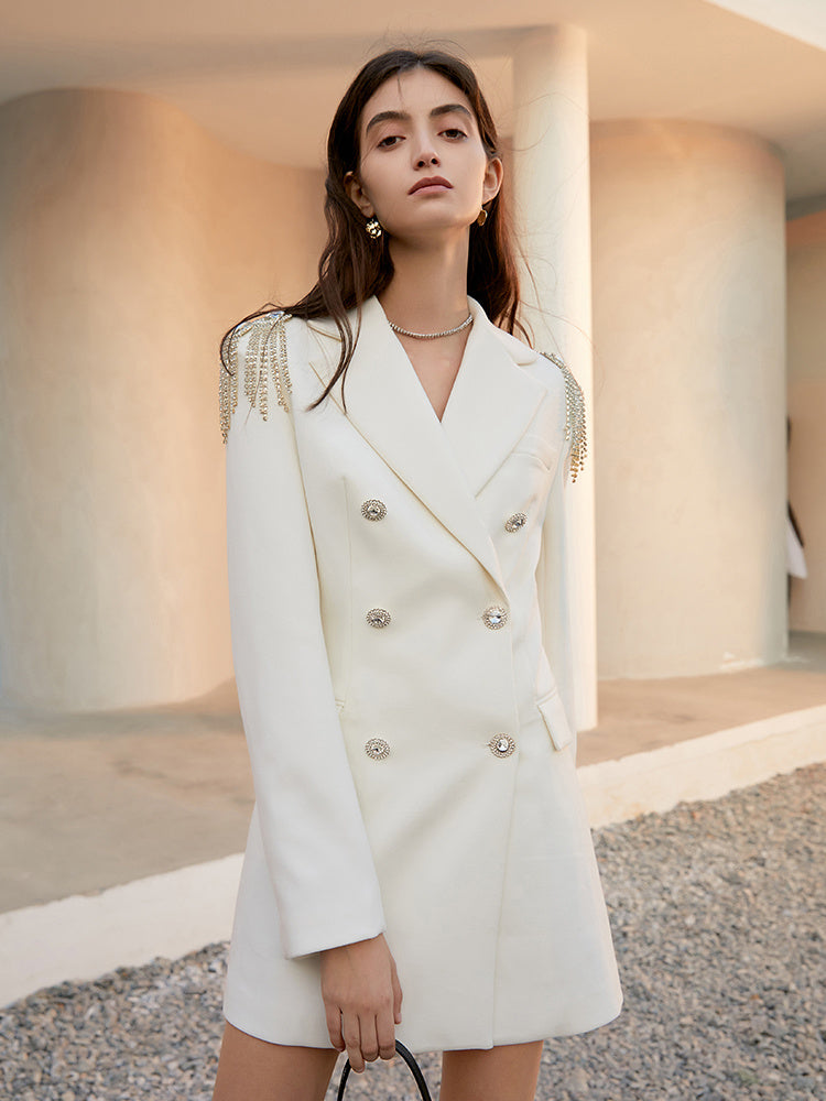 Double-Breasted Woolen Suit Dress