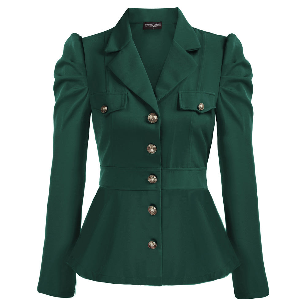Women's Fashion Jacket Lapel Ruffled Hem