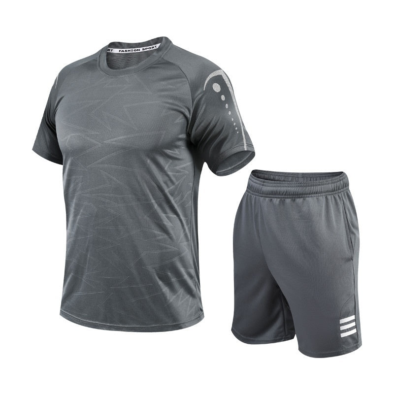 Quick Drying Men's Short Sleeve Shorts Two-piece Set