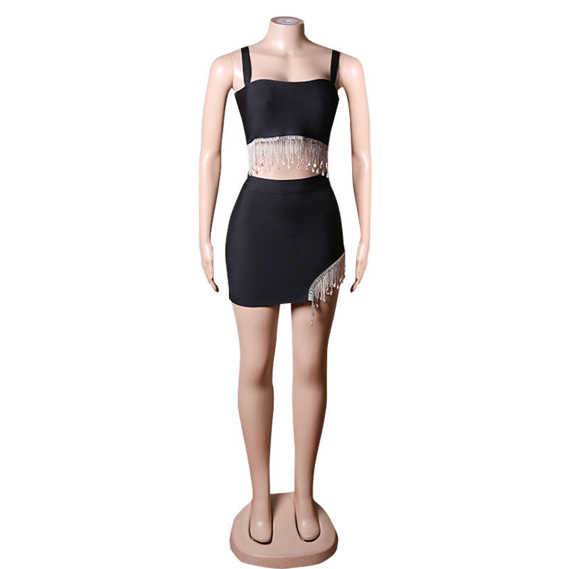 Women's Two-piece European And American Suspender Vest