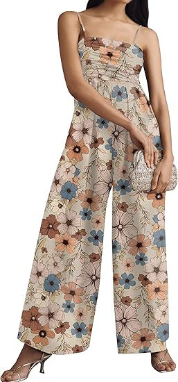Women's Backless Waist Trimming Wide-leg Jumpsuit