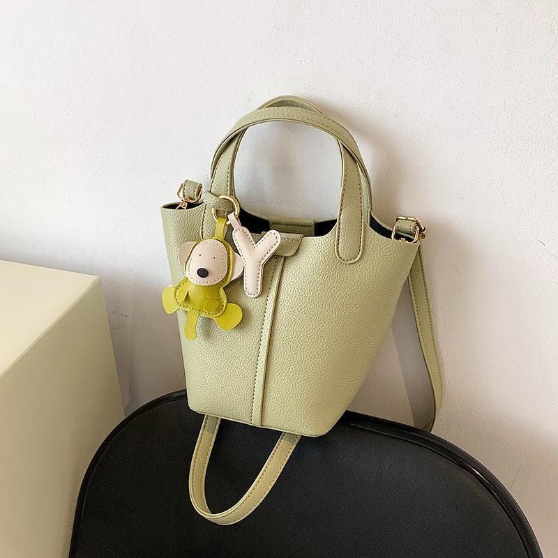 Popular Women's Small PU Bucket Bag Crossbody with Texture