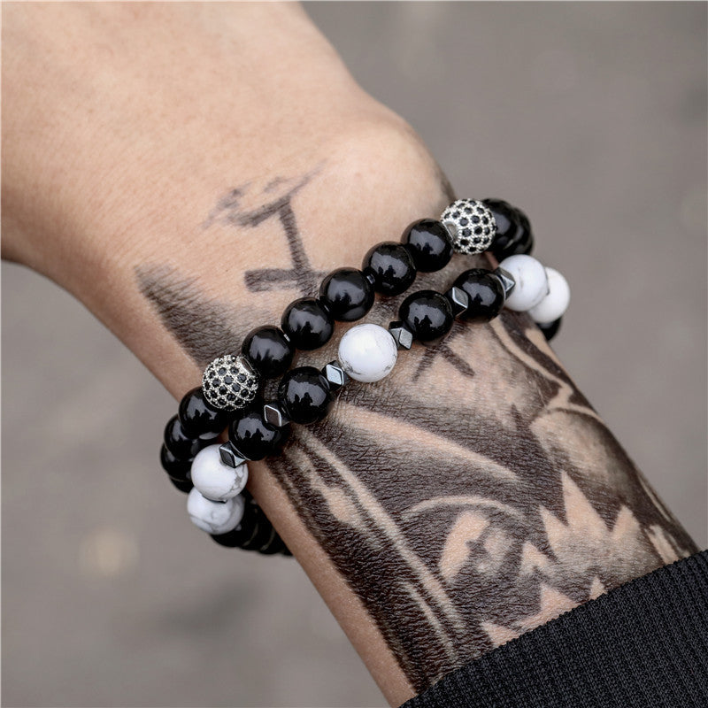 Retro Simple Black Frosted Bracelet Set