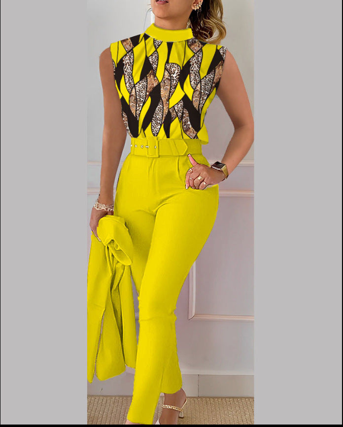 Cute Style Fresh Sweet Women's Printed Sleeveless Fashion Casual Set