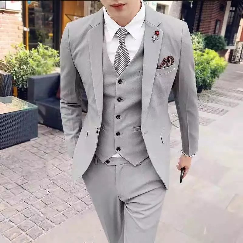 Suit Set Three-piece Set Men's Style Slim Fit Business