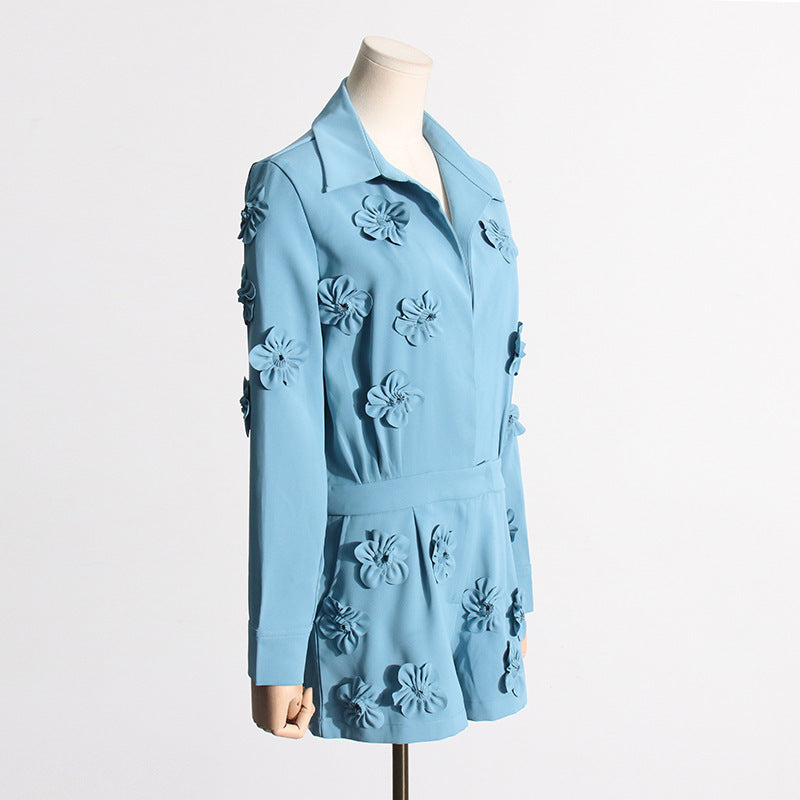 Fashionable Elegant Three-dimensional Flower Design Waist Slimming Jumpsuit