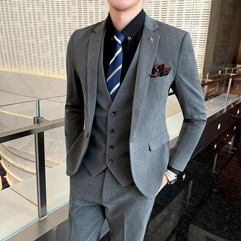 Slim Fit British Style Casual Suit, Male Business Formal Wear