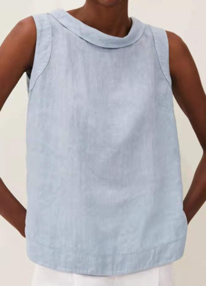 Solid Color Round Neck Short Pullover Casual Solid Color Sleeveless Top