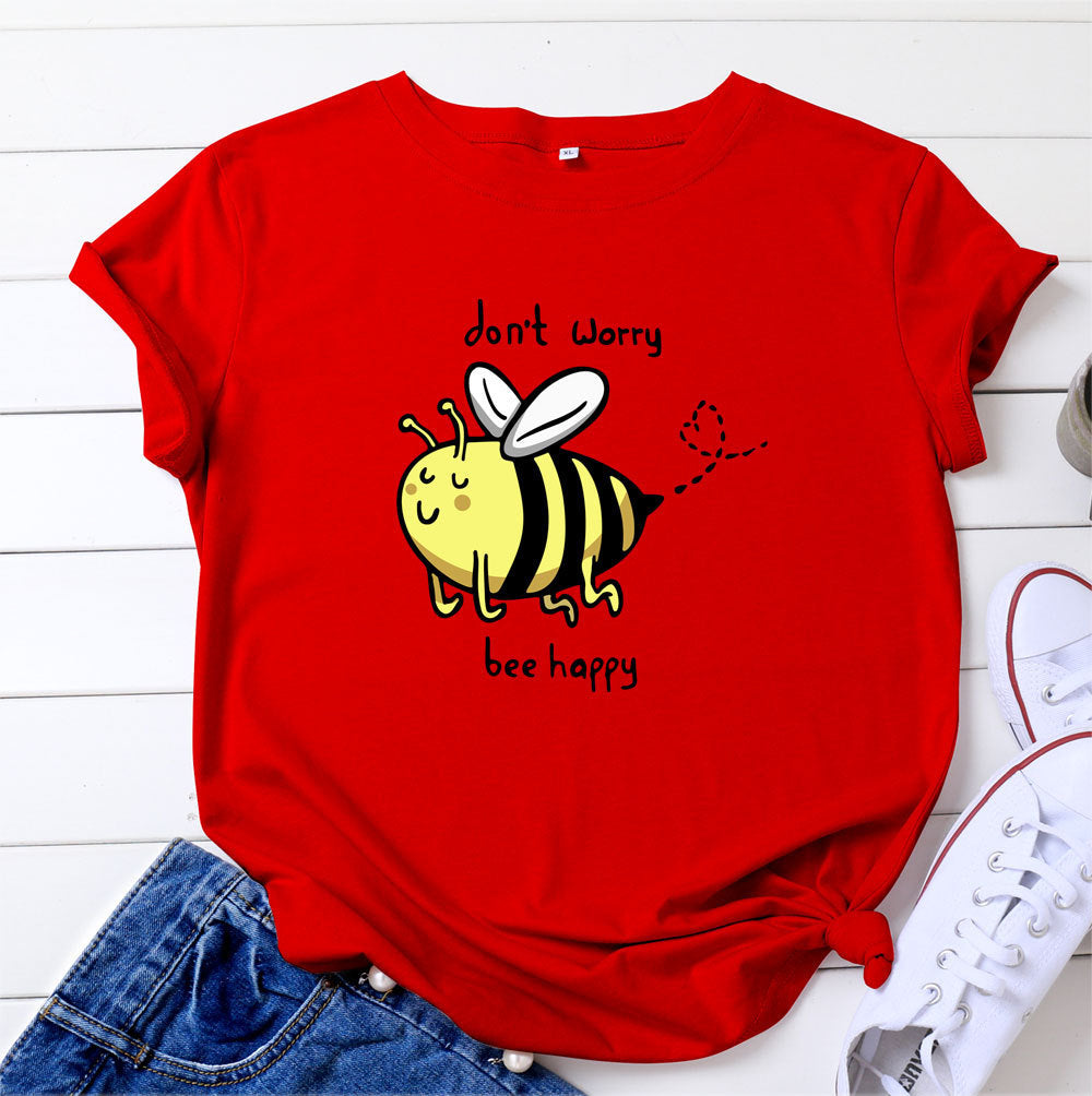 Cute Little Bee Cartoon Women's Clothing Large Size Printing