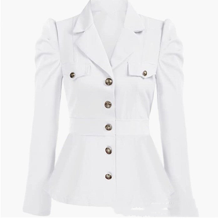 Women's Fashion Jacket Lapel Ruffled Hem